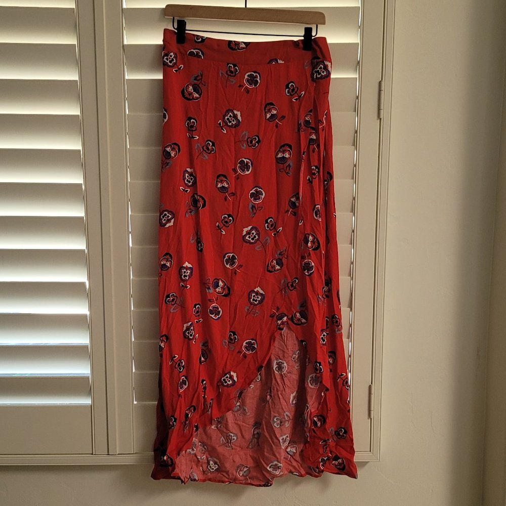 Express faux wrap maxi red skirt NWT
